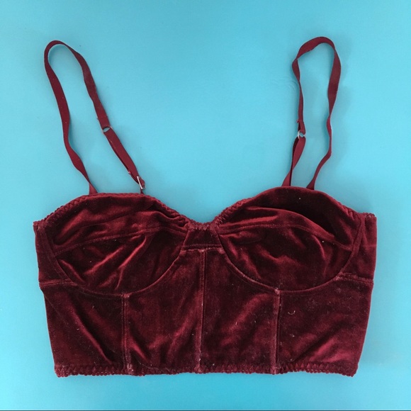 Garage Tops - 3/$30 Cropped Burgundy Velvet Bustier